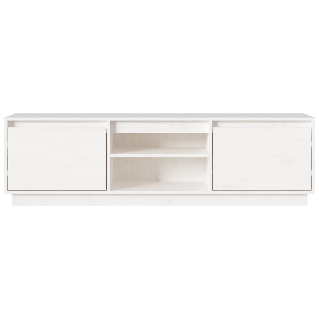 Comoda TV, alb, 140x35x40 cm, lemn masiv de pin — imaginea 5