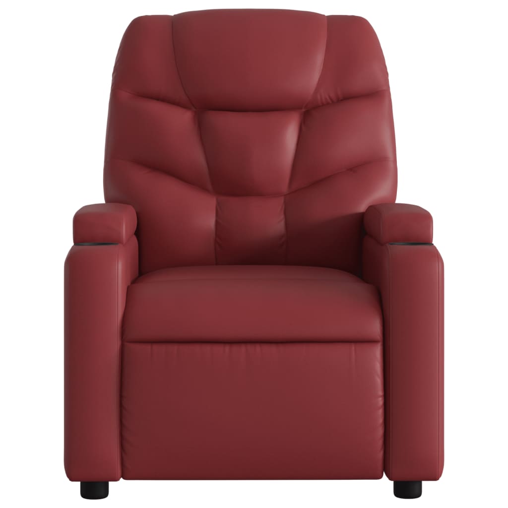 Fotoliu rabatabil electric, rosu vin, piele ecologica — imaginea 8