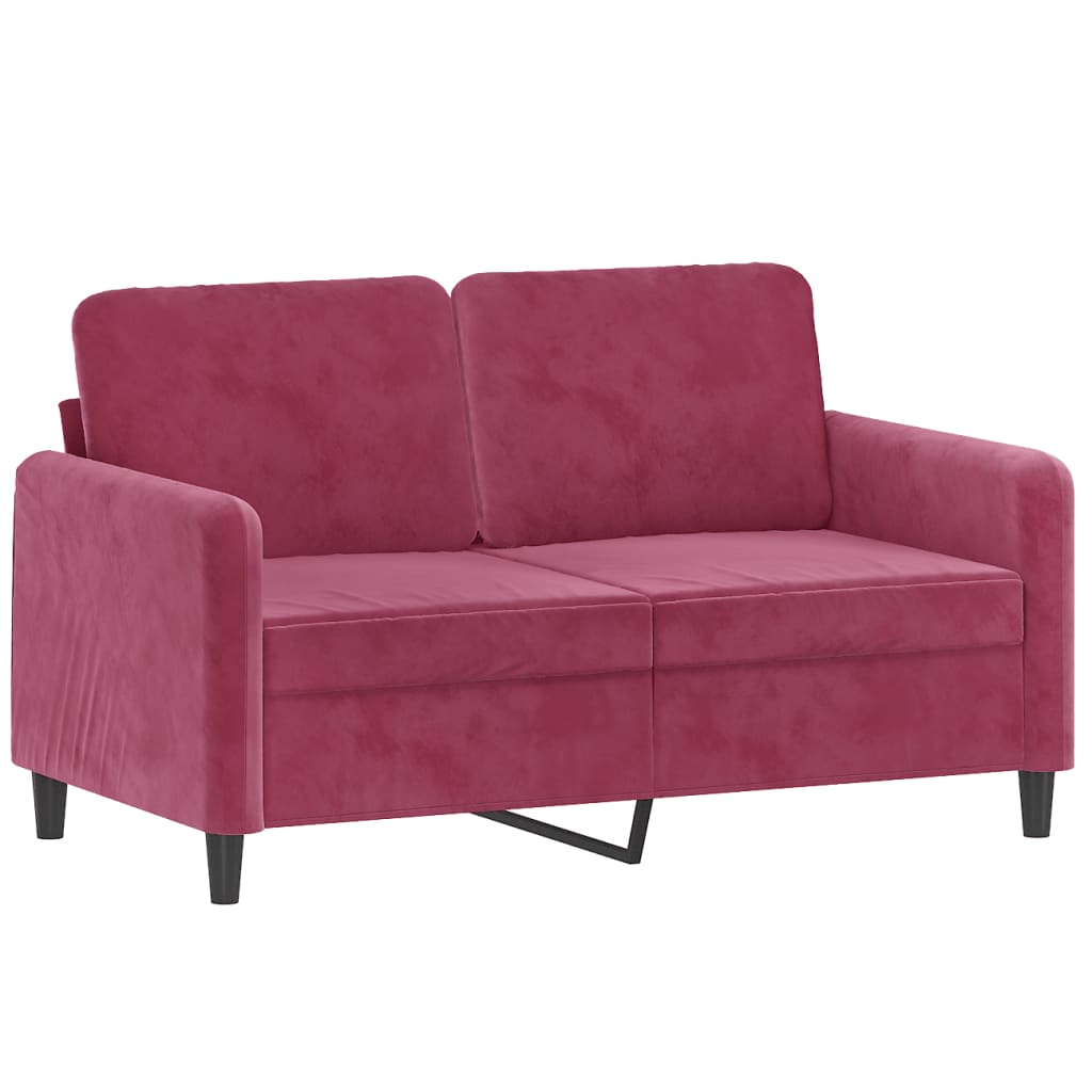 Canapea cu 2 locuri, rosu vin, 120 cm, catifea