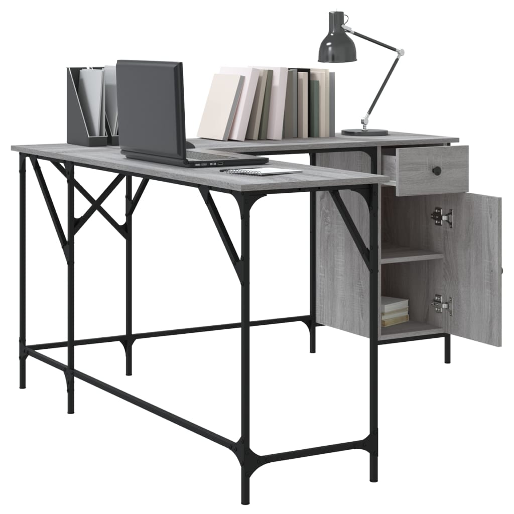 Birou, gri sonoma, 141x141x75 cm, lemn prelucrat — imaginea 3