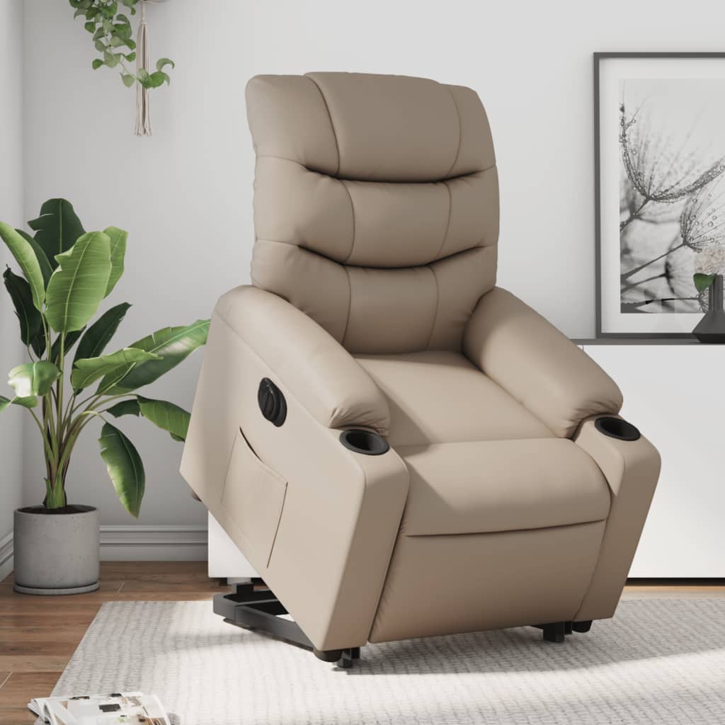 Fotoliu rabatabil electric cu ridicare, cappuccino — imaginea 2