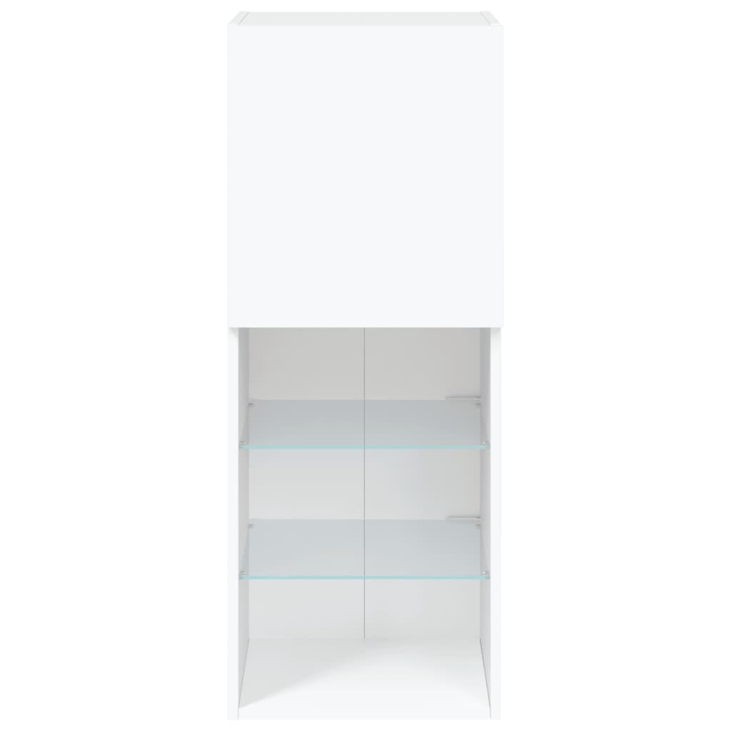 Comoda TV cu lumini LED, alb, 40,5x30x102 cm — imaginea 9
