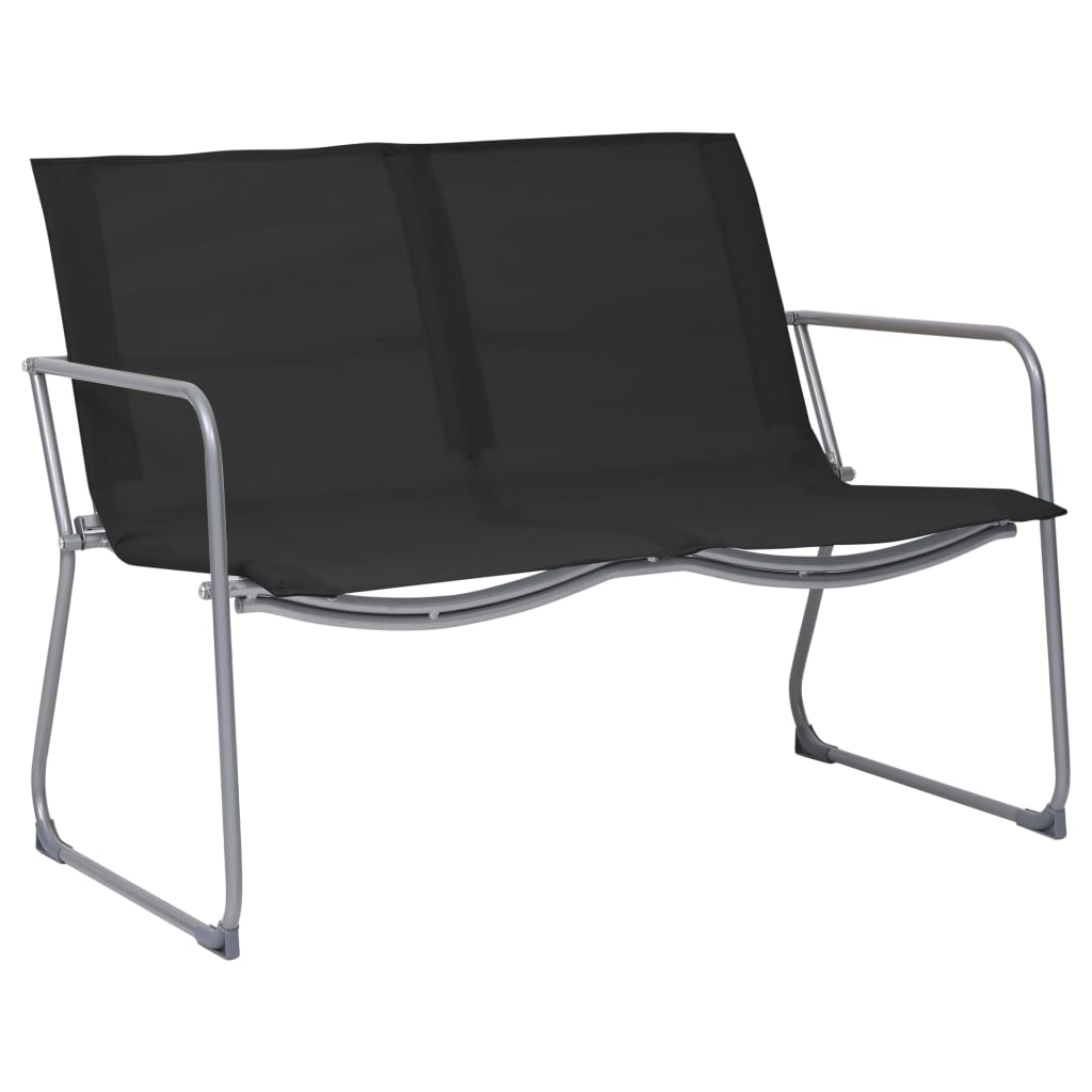 Set mobilier de gradina, 4 piese, negru, otel si textil — imaginea 3