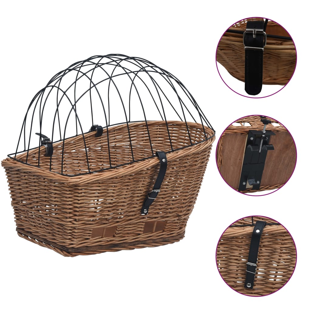 Cos portbagaj bicicleta cu capac 55x31x36 cm, rachita naturala