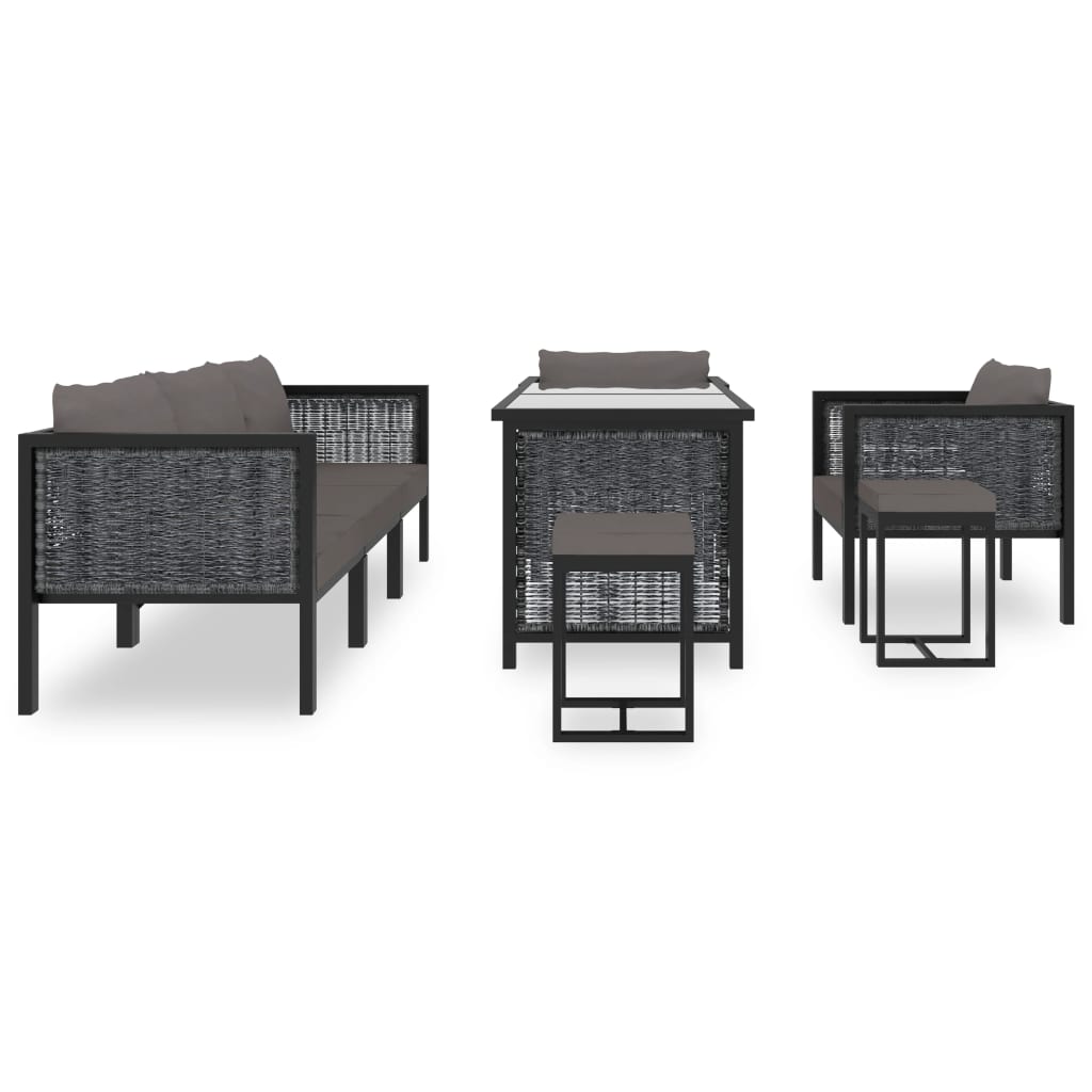 Set mobilier de gradina cu perne, 8 piese, antracit, poliratan — imaginea 3