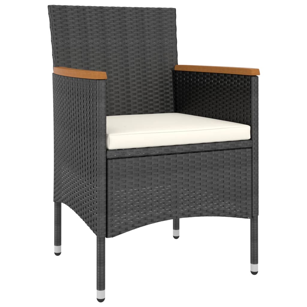 Set mobilier gradina, 5 piese, negru, poliratan/sticla tratata — imaginea 3