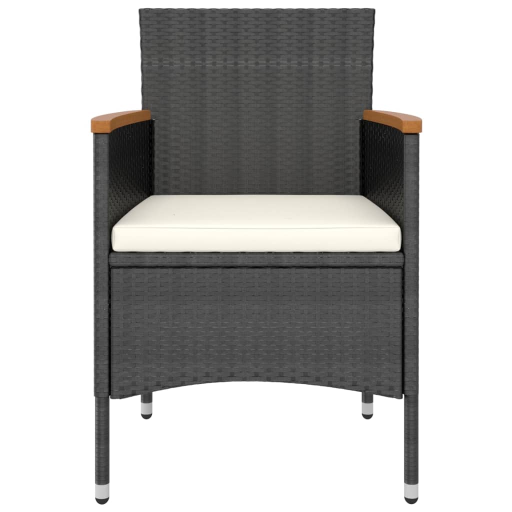 Set mobilier gradina, 5 piese, negru, poliratan/sticla tratata — imaginea 4
