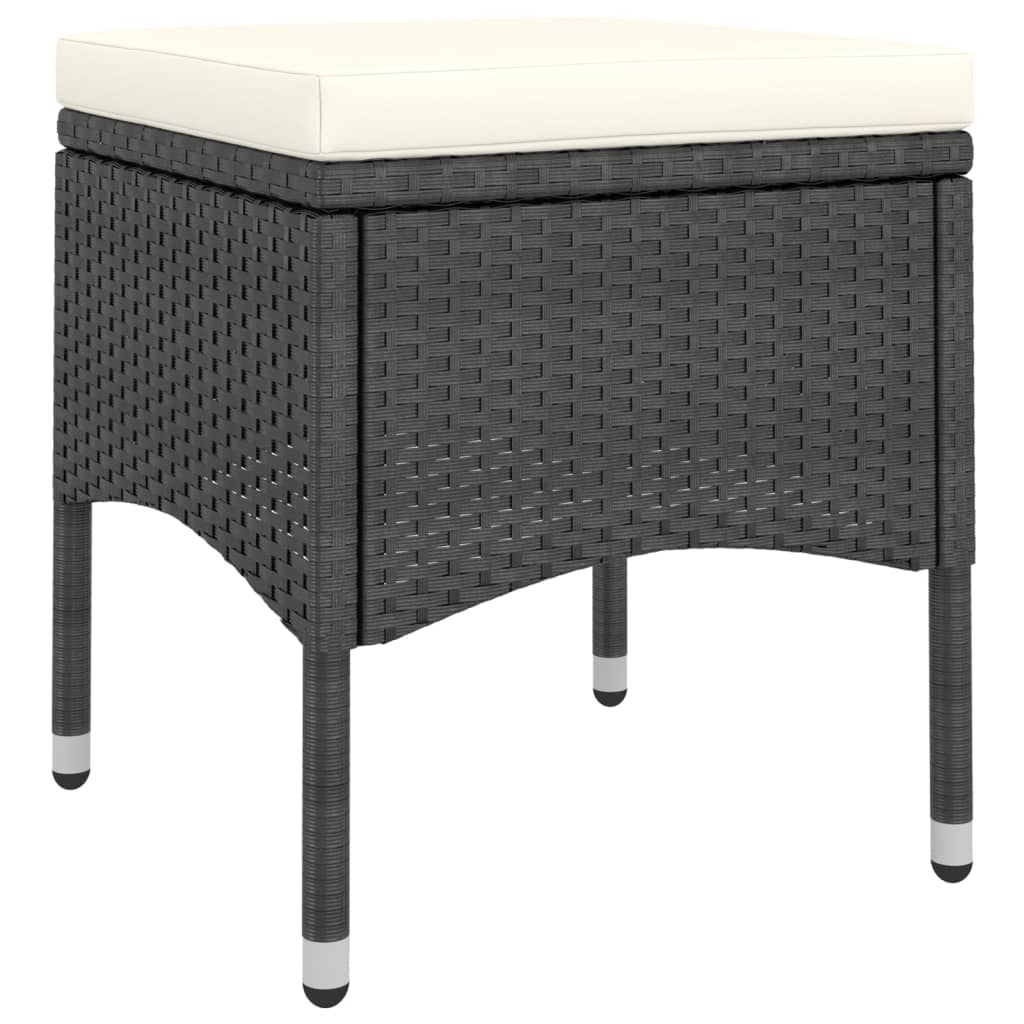 Set mobilier gradina, 5 piese, negru, poliratan/sticla tratata — imaginea 5