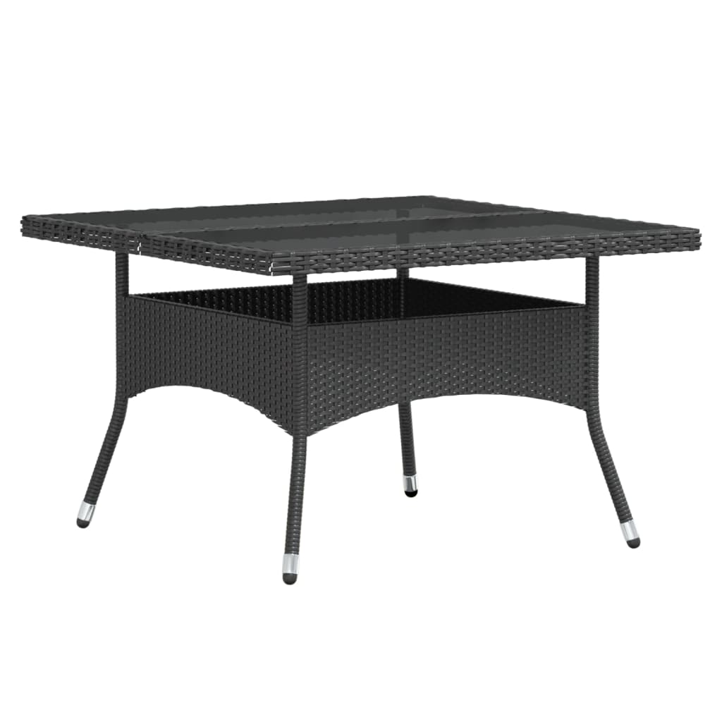 Set mobilier gradina, 5 piese, negru, poliratan/sticla tratata — imaginea 7