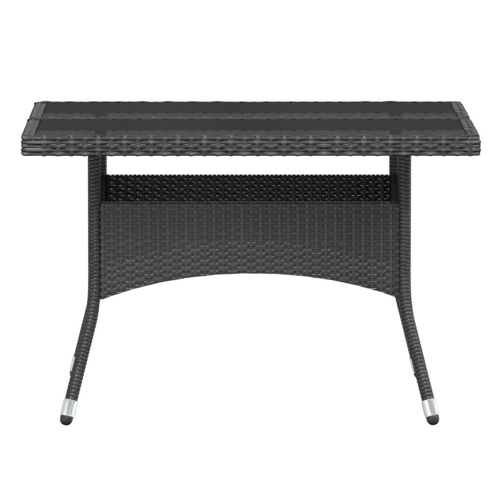 Set mobilier gradina, 5 piese, negru, poliratan/sticla tratata — imaginea 8