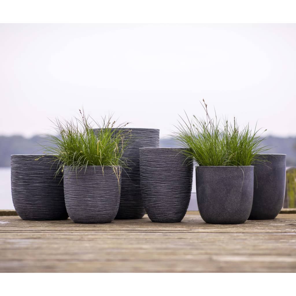 Capi Vas elegant de inaltime redusa Waste Rib, gri, 34x46 cm — imaginea 2