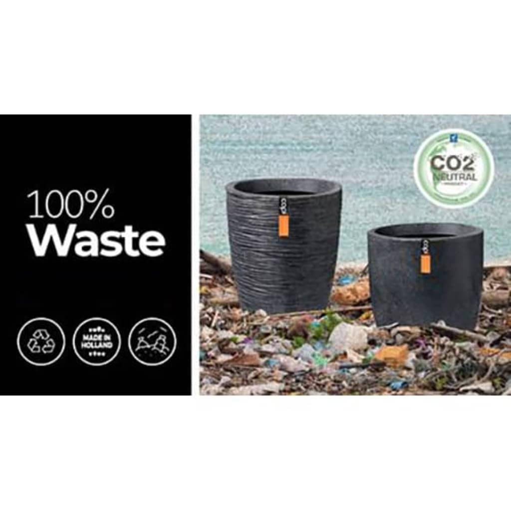 Capi Vas elegant de inaltime redusa Waste Rib, gri, 34x46 cm — imaginea 8
