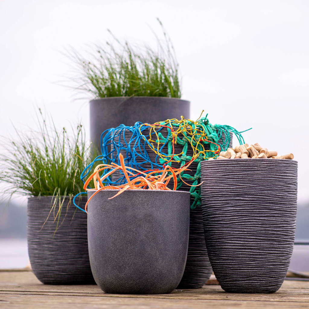 Capi Vas elegant de inaltime redusa Waste Rib, gri, 34x46 cm — imaginea 9