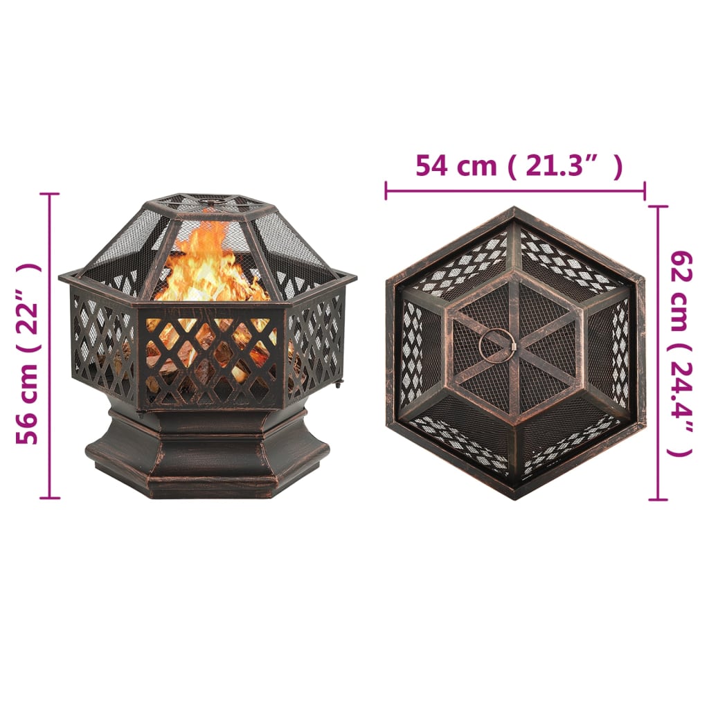 Vatra de foc rustica, cu vatrai, 62x54x56 cm otel, XXL — imaginea 8