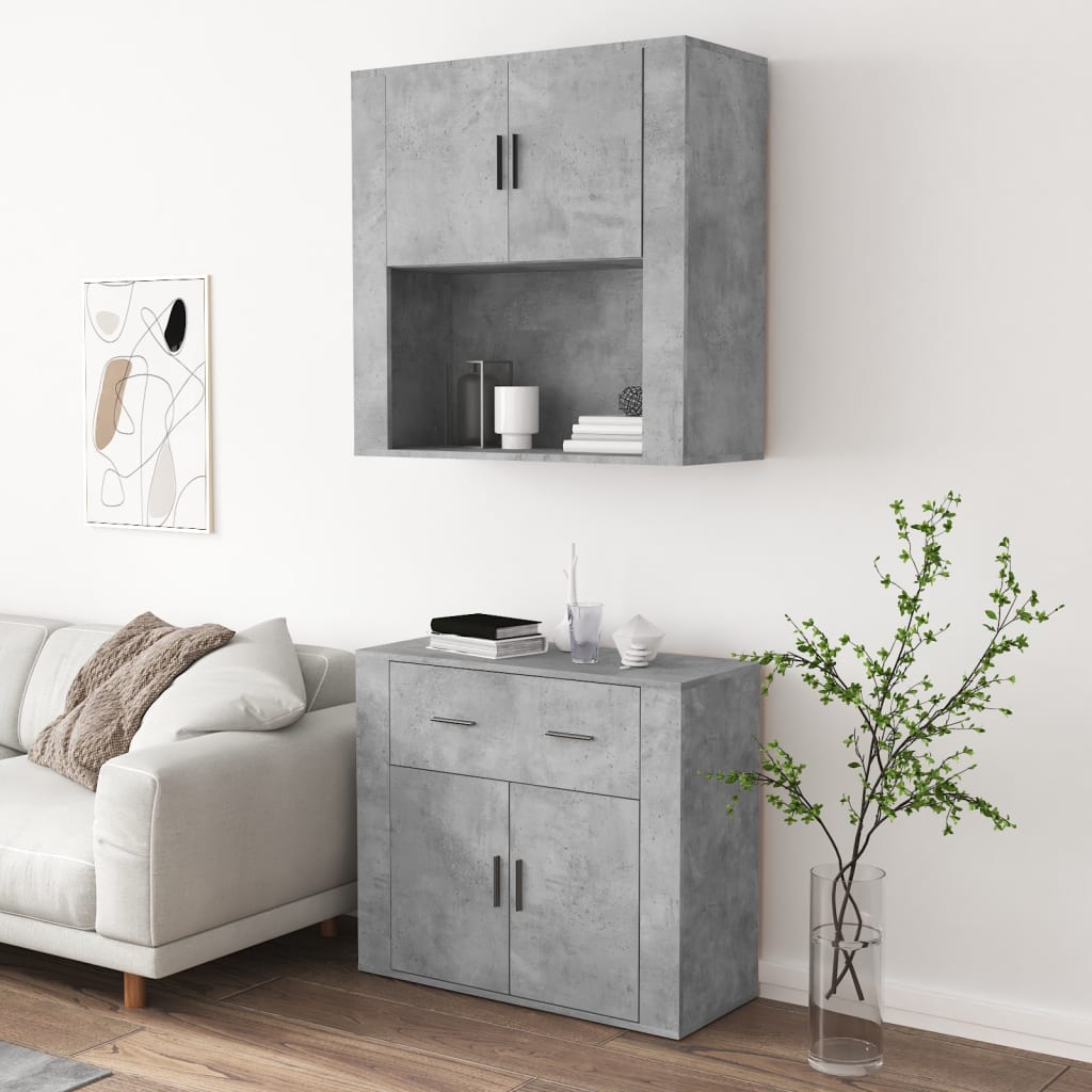 Dulap inalt, gri beton, lemn compozit — imaginea 4