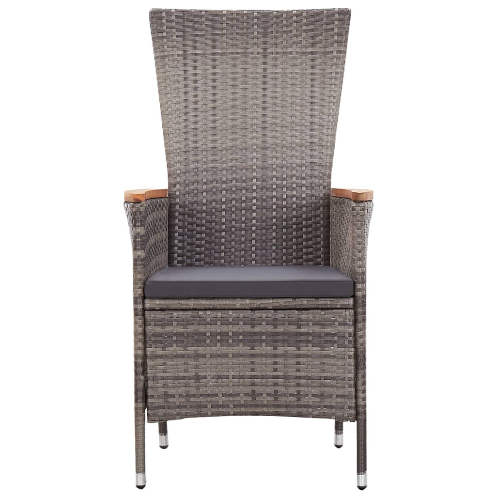 Set mobilier de exterior cu perne, 9 piese, gri, poliratan — imaginea 8