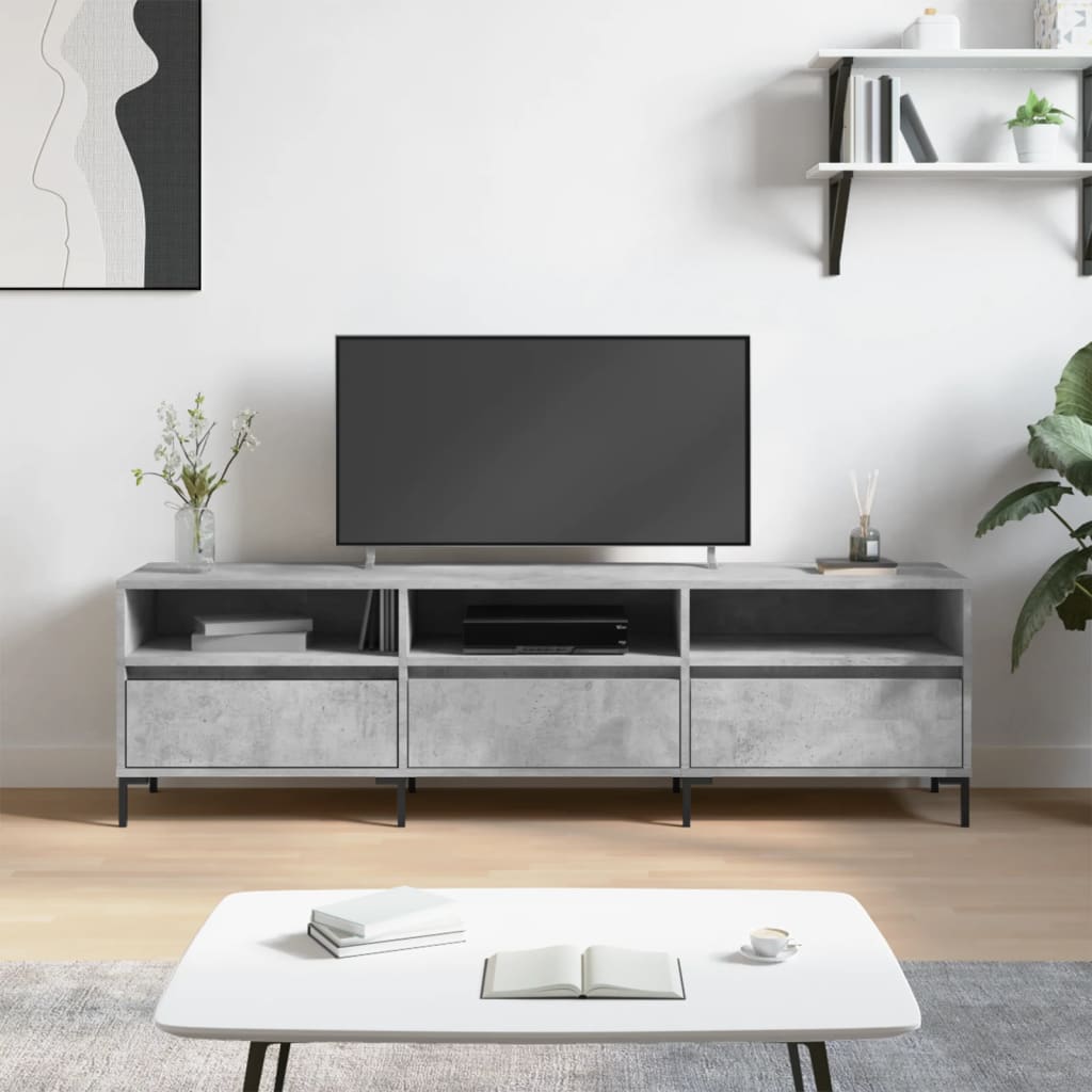 Comoda TV, gri beton, 150x30x44,5 cm, lemn prelucrat — imaginea 2