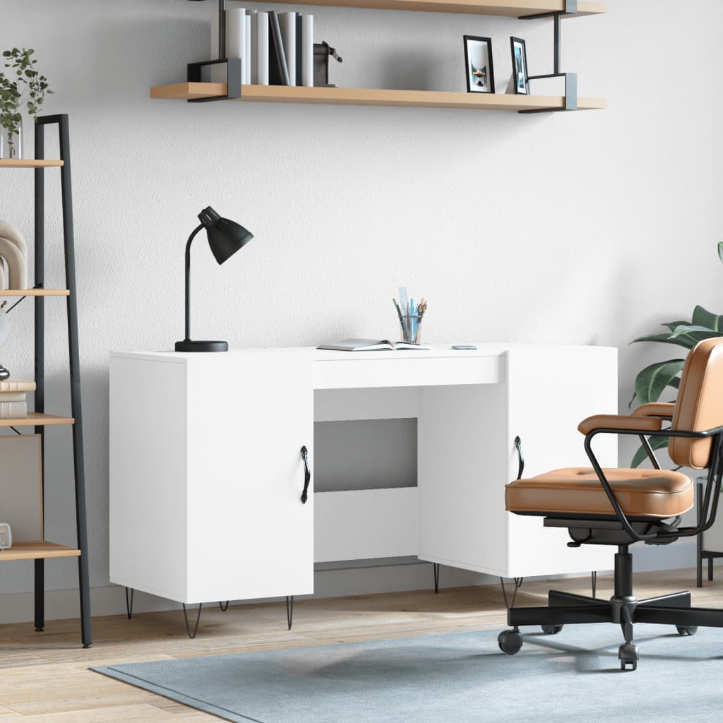 Birou, alb, 140x50x75 cm, lemn compozit — imaginea 2