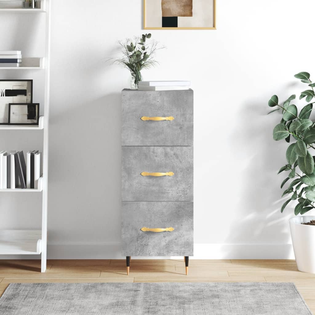 Servanta, gri beton, 34,5x34x90 cm, lemn compozit — imaginea 2