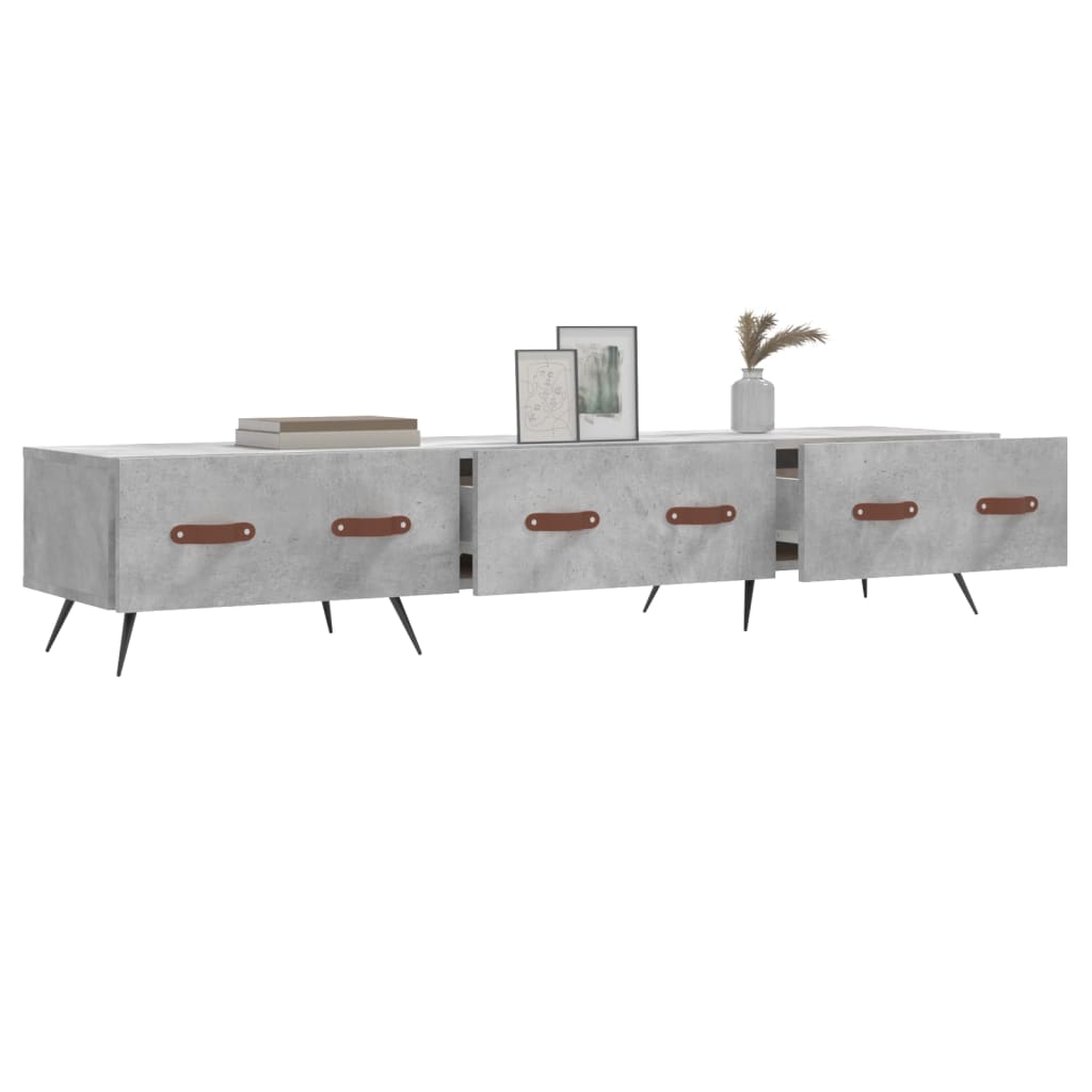 Comoda TV, gri beton, 150x36x30 cm, lemn prelucrat — imaginea 4