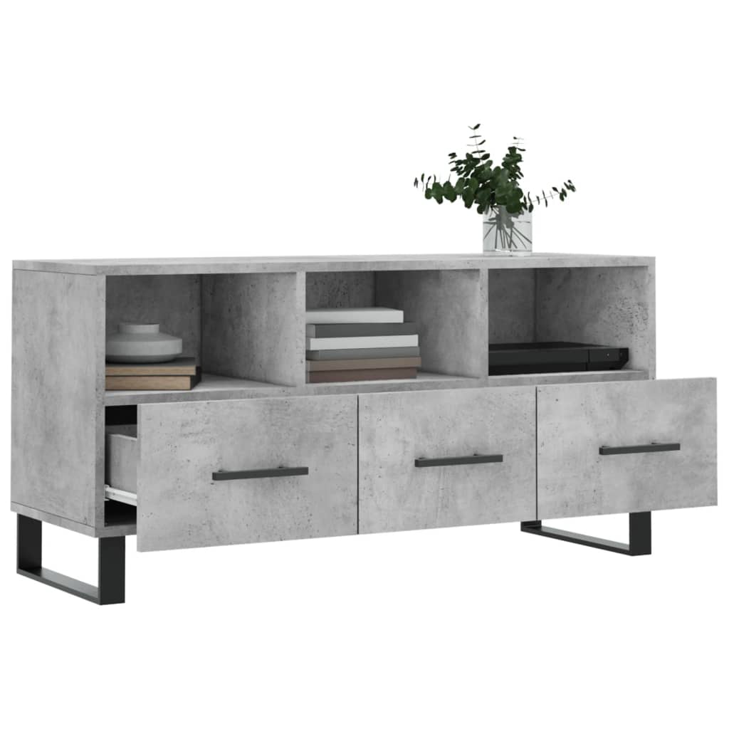 Dulap TV, gri beton, 102x36x50 cm, lemn prelucrat — imaginea 4