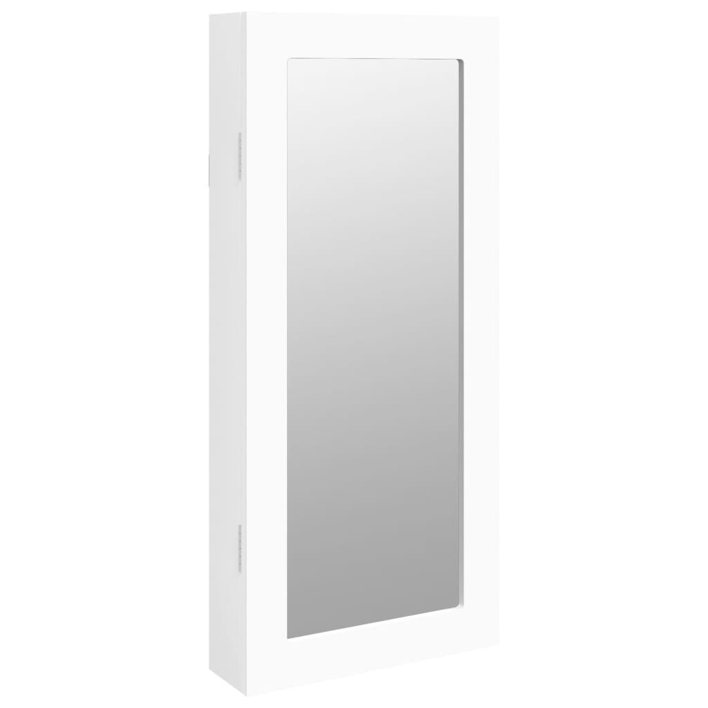 Dulap de bijuterii cu oglinda de perete, alb, 30x8,5x67 cm