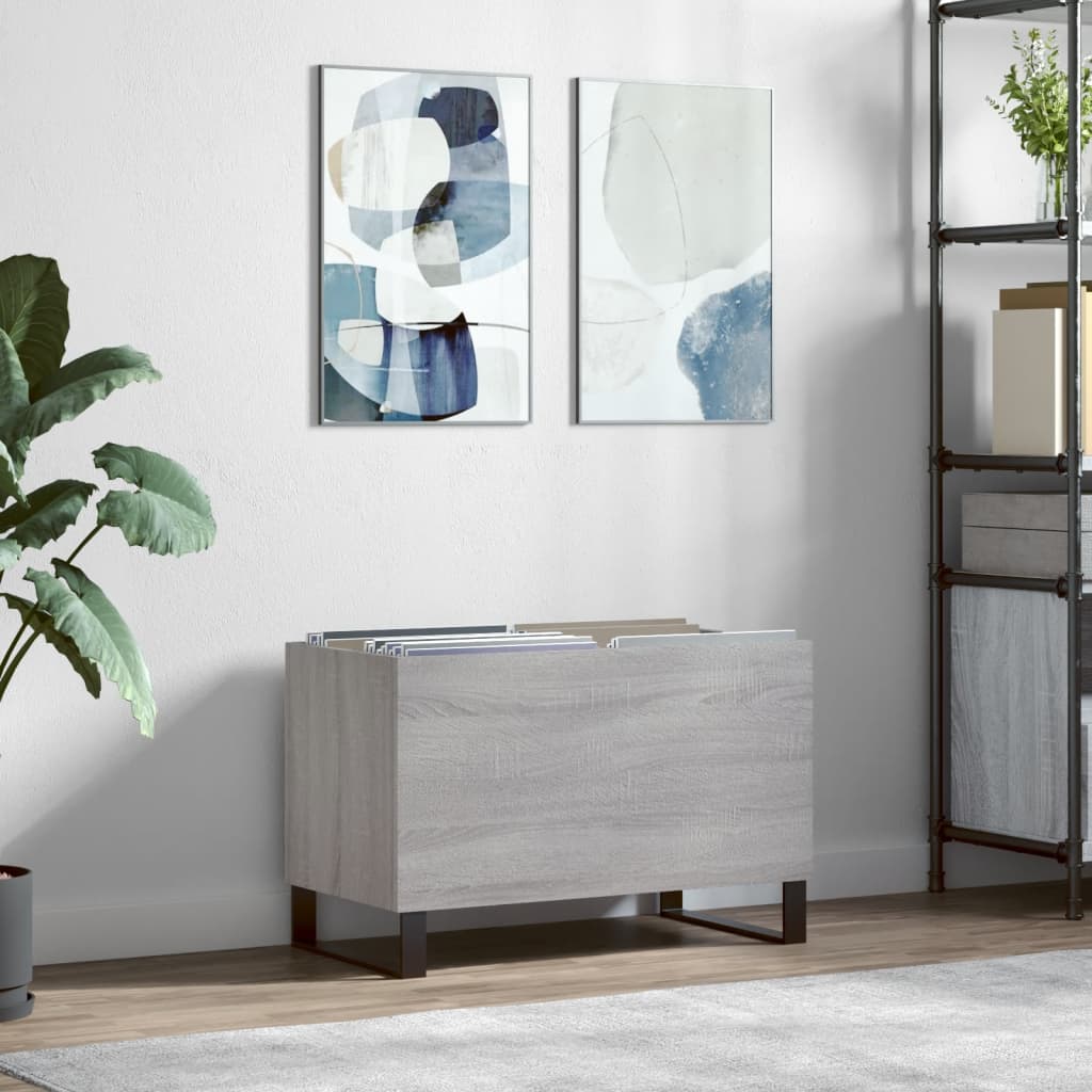 Dulap pentru discuri gri sonoma 74,5x38x48 cm lemn prelucrat — imaginea 2