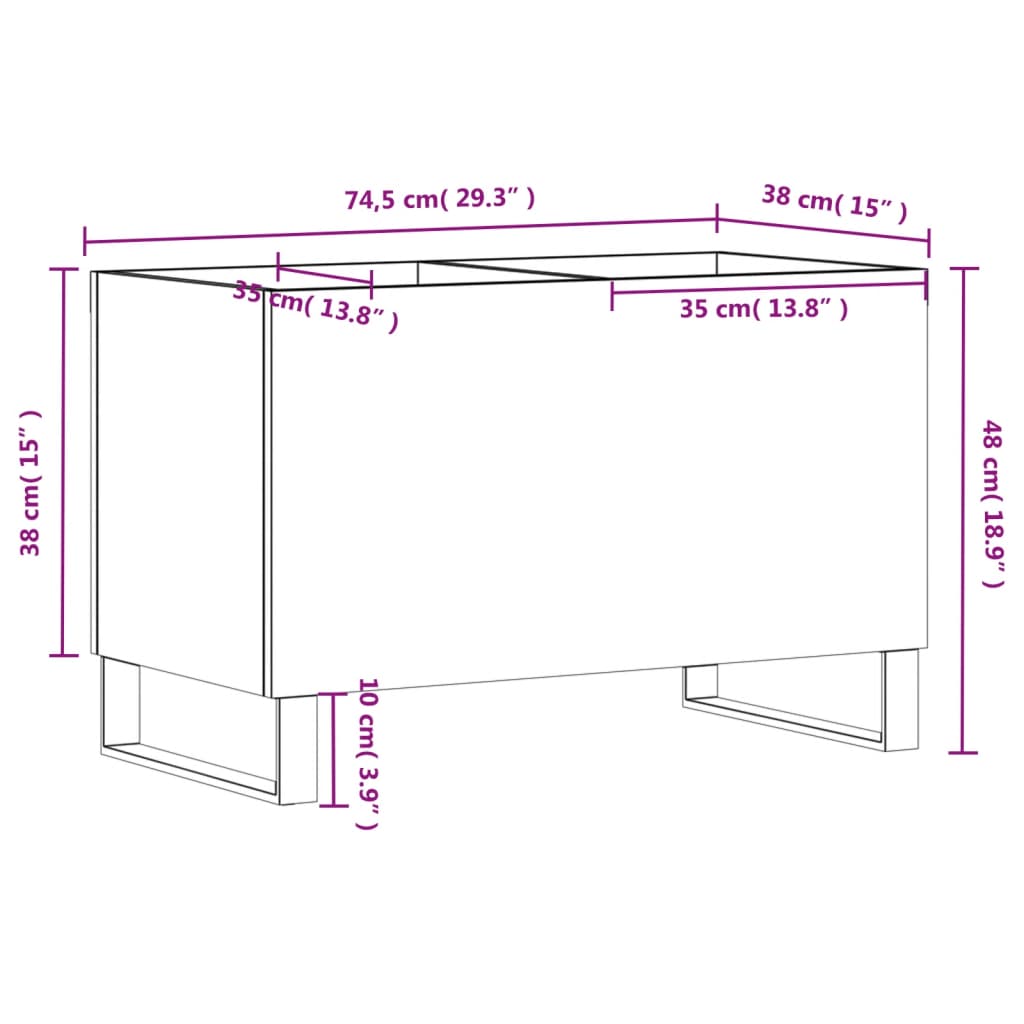 Dulap pentru discuri gri sonoma 74,5x38x48 cm lemn prelucrat — imaginea 9