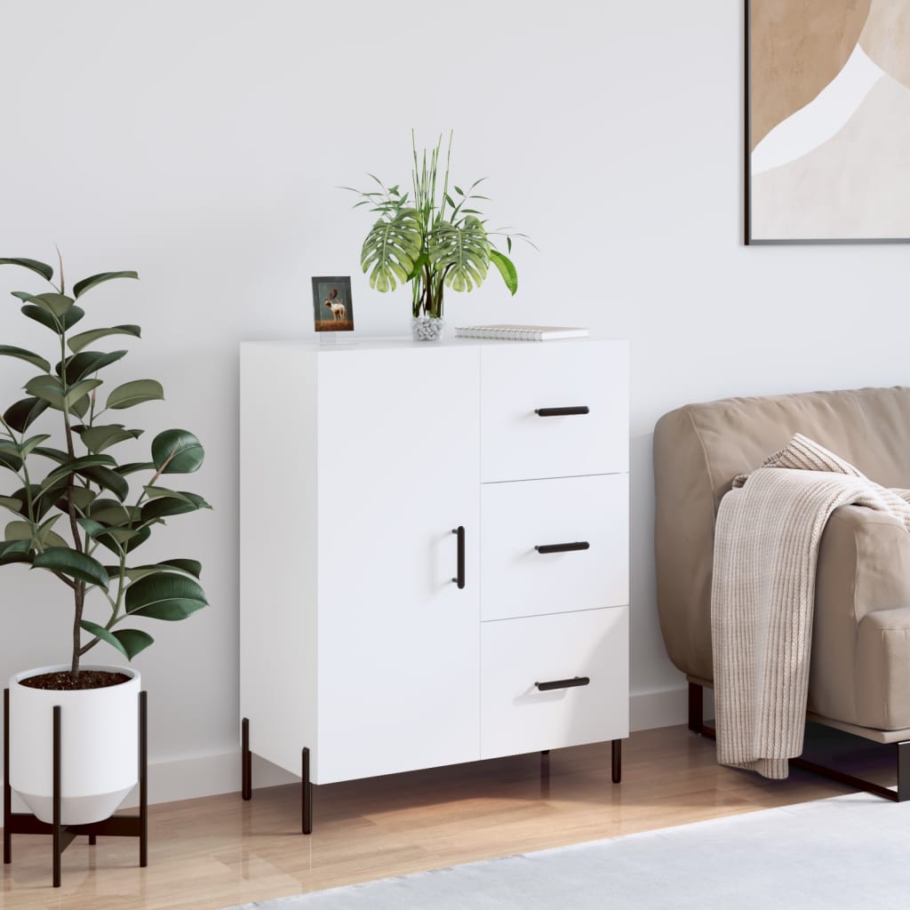 Servanta, alb extralucios, 69,5x34x90 cm, lemn compozit — imaginea 2