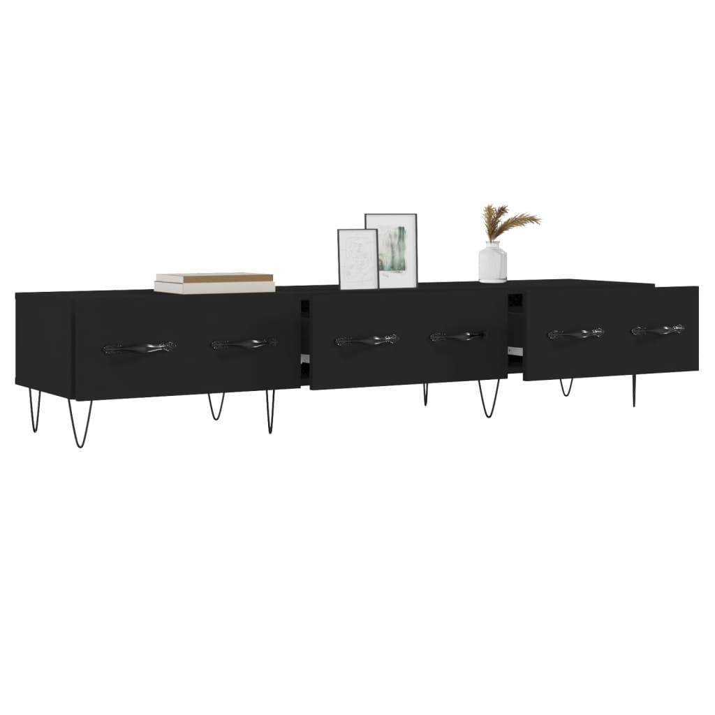 Dulap TV, negru, 150x36x30 cm, lemn prelucrat — imaginea 4