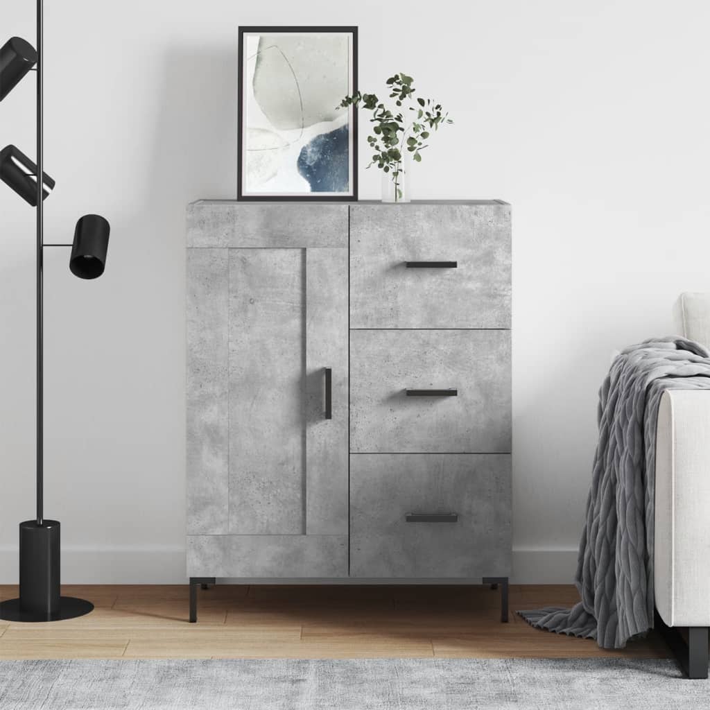 Servanta, gri beton, 69,5x34x90 cm, lemn compozit — imaginea 2