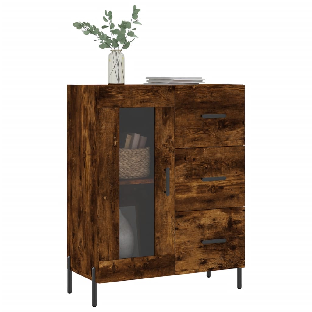 Servanta, stejar fumuriu, 69,5x34x90 cm, lemn compozit — imaginea 3