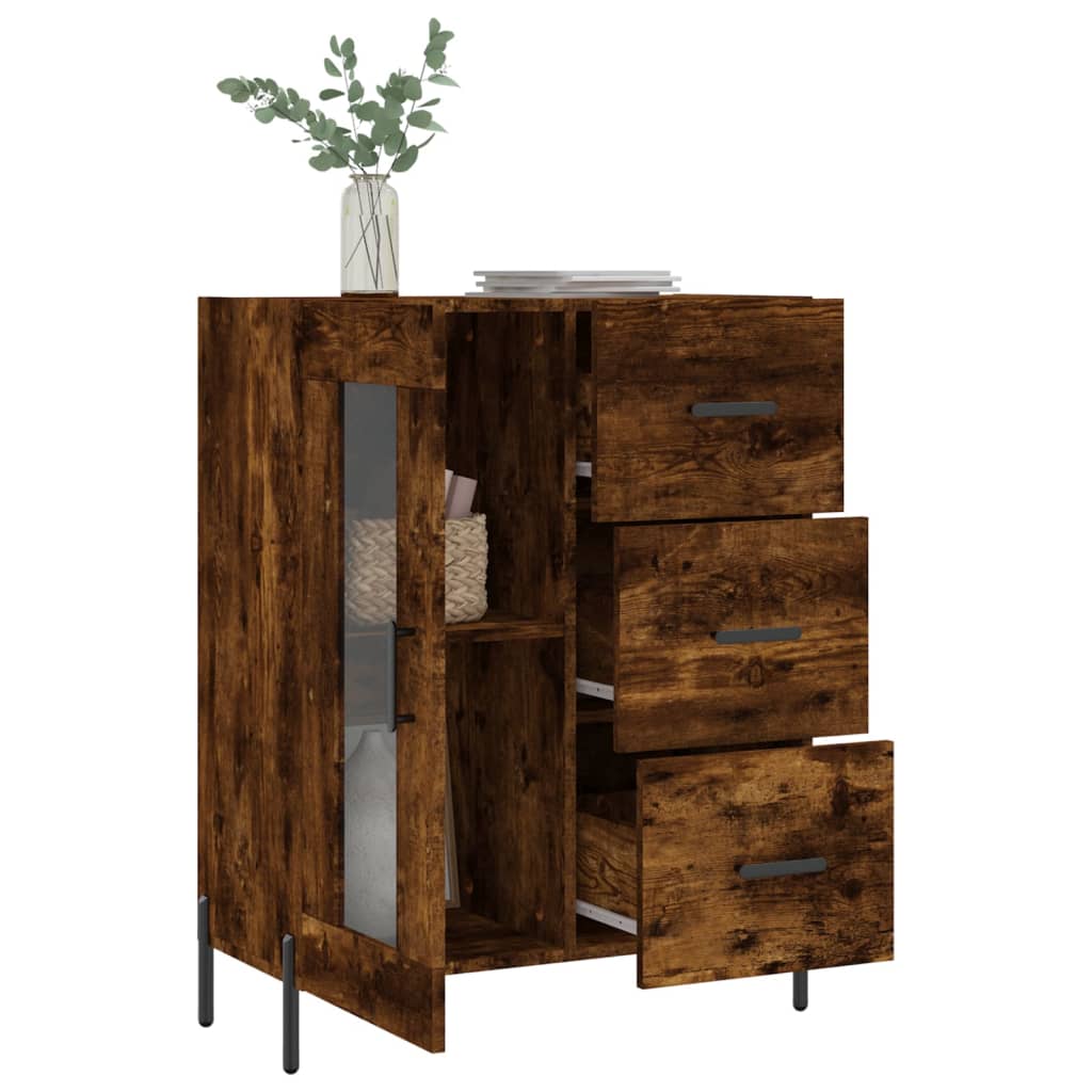 Servanta, stejar fumuriu, 69,5x34x90 cm, lemn compozit — imaginea 4
