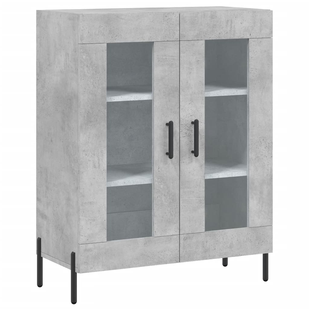 Servanta, gri beton, 69,5x34x90 cm, lemn compozit