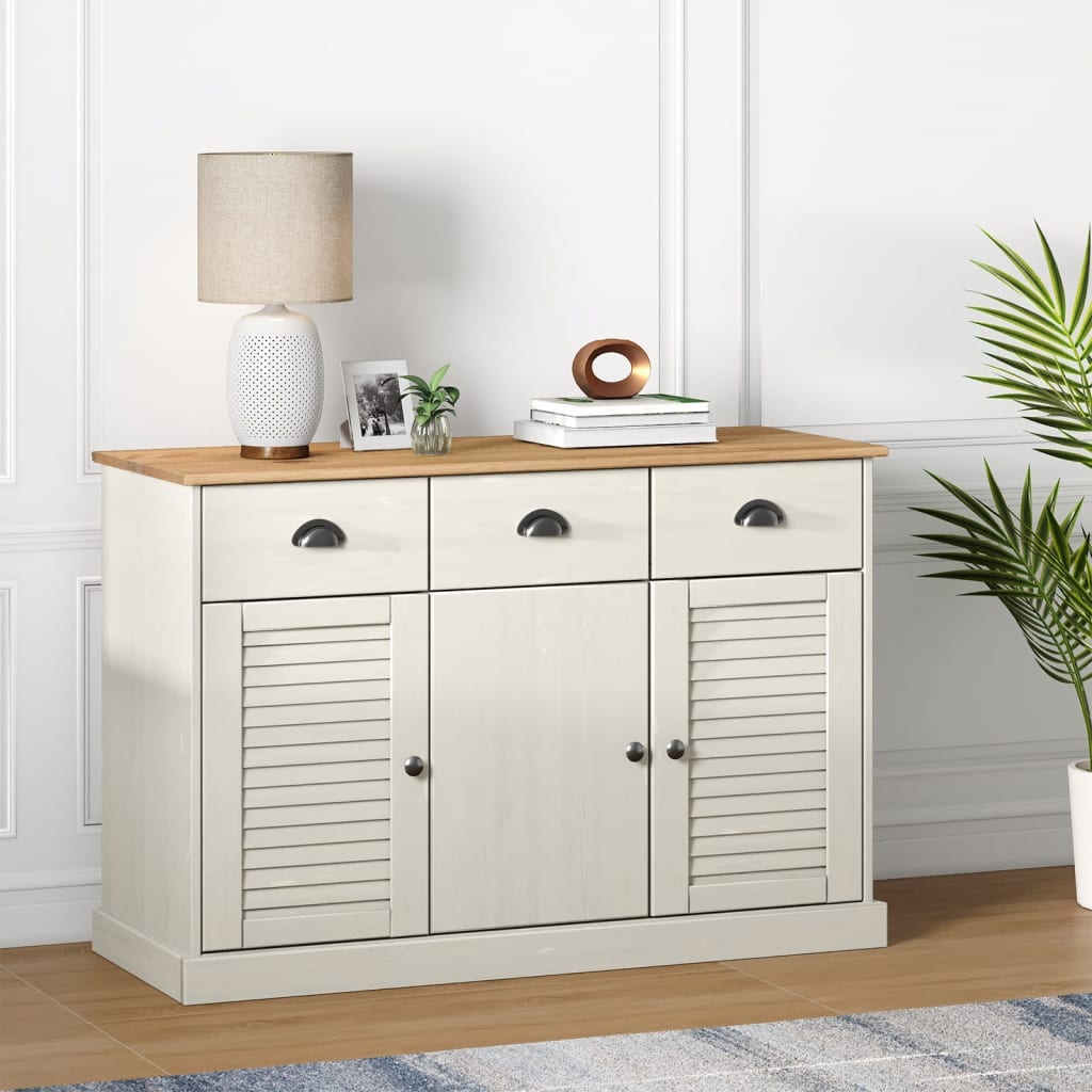 Servanta cu sertare VIGO, alb, 113x40x75 cm, lemn masiv de pin — imaginea 2