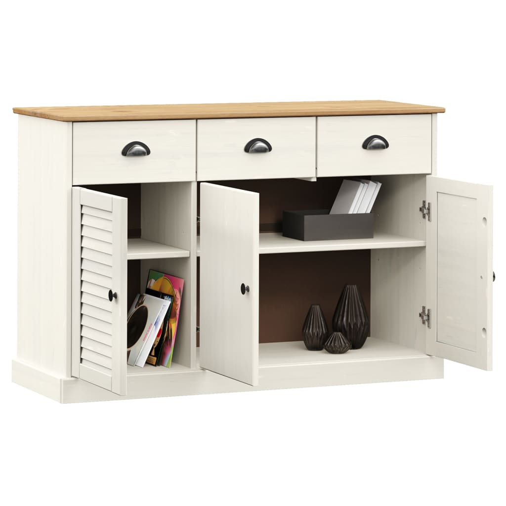 Servanta cu sertare VIGO, alb, 113x40x75 cm, lemn masiv de pin — imaginea 3