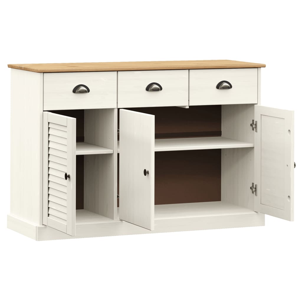 Servanta cu sertare VIGO, alb, 113x40x75 cm, lemn masiv de pin — imaginea 4