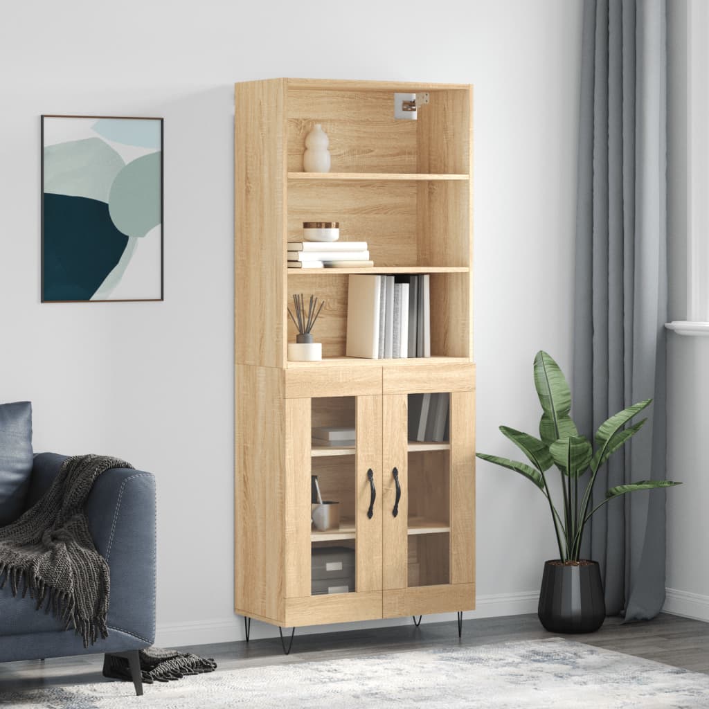 Dulap inalt, stejar sonoma, 69,5x34x180 cm, lemn compozit — imaginea 2
