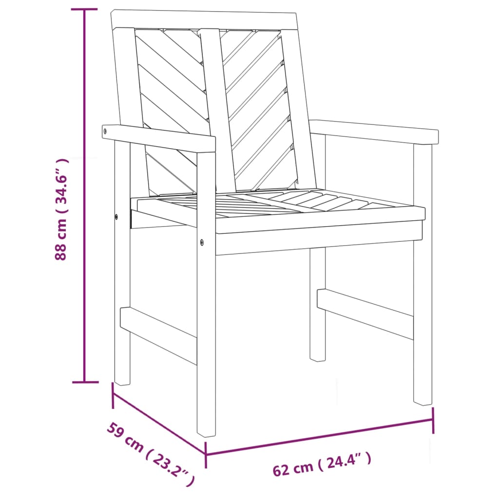 Set mobilier de gradina cu perne, 3 piese, lemn masiv acacia — imaginea 5