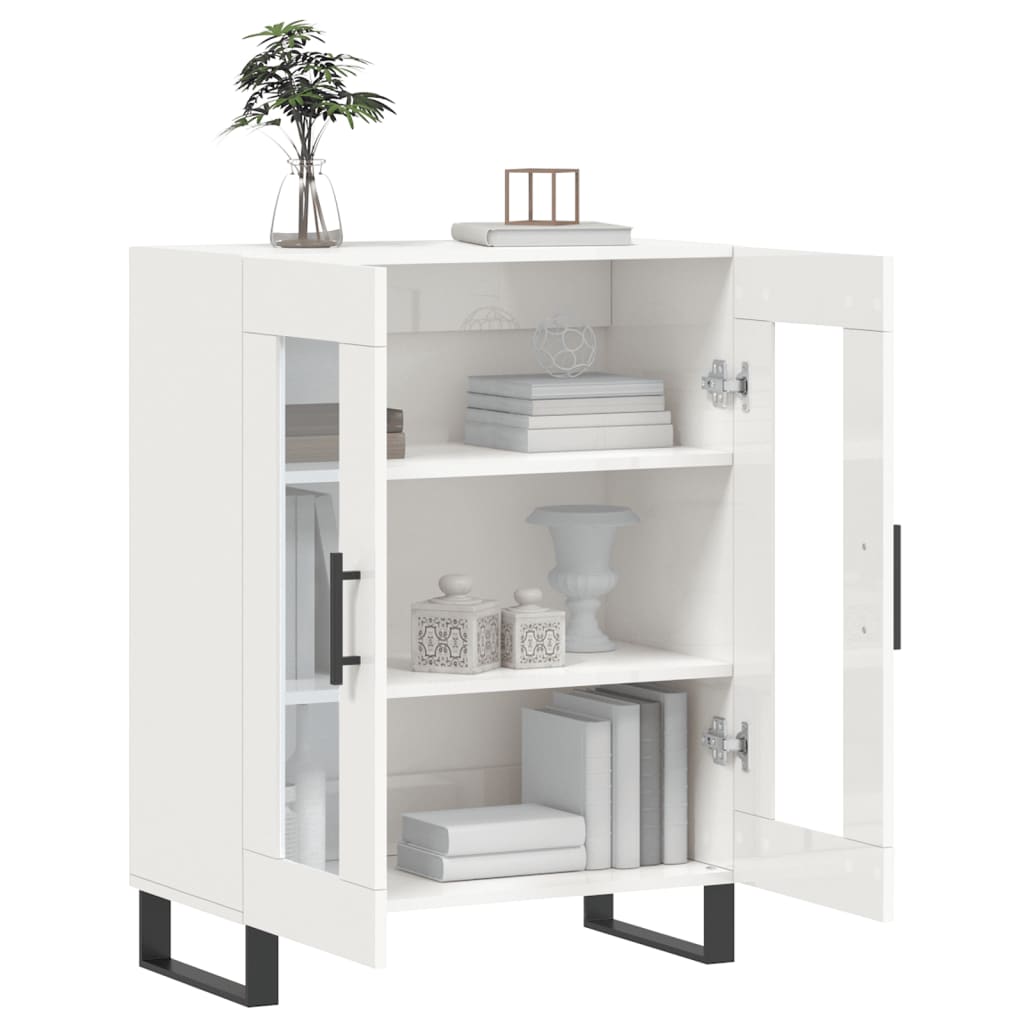 Servanta, alb extralucios, 69,5x34x90 cm, lemn compozit — imaginea 4