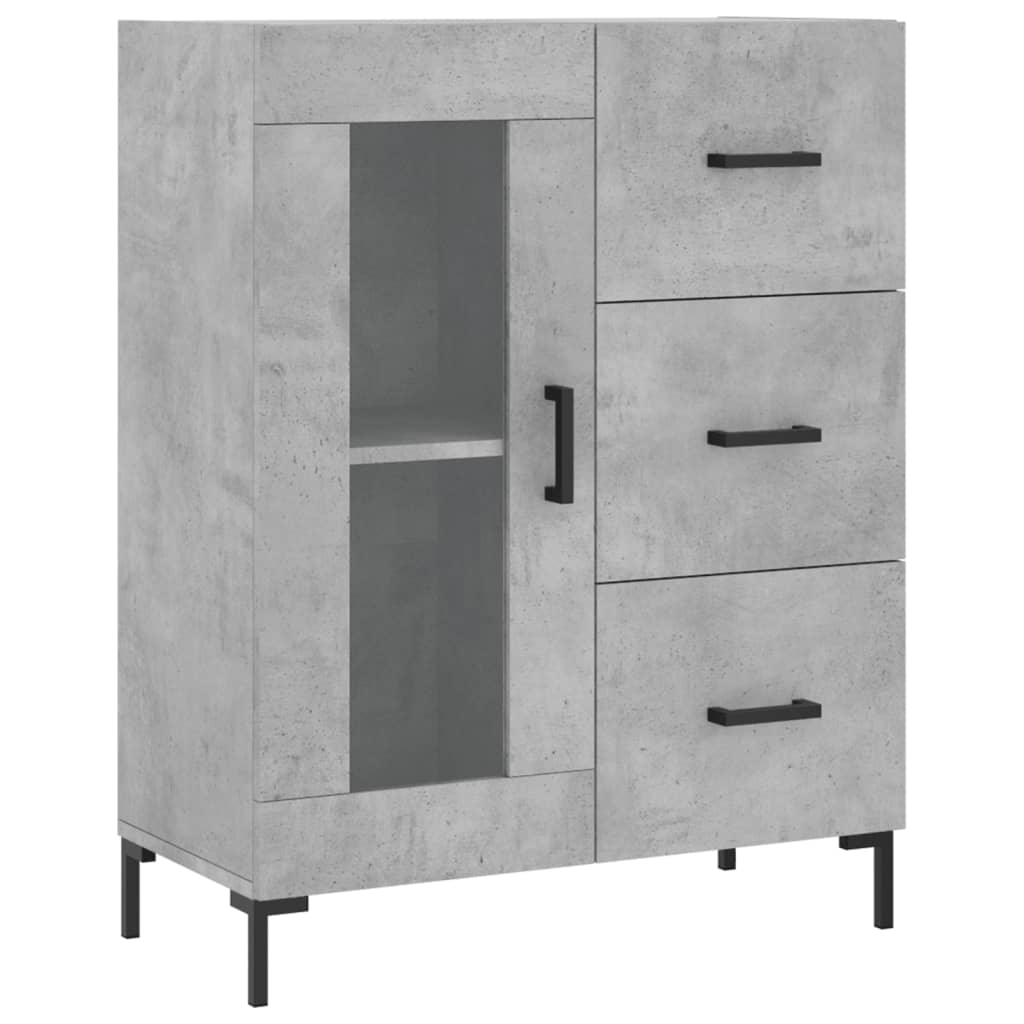 Servanta, gri beton, 69,5x34x90 cm, lemn compozit