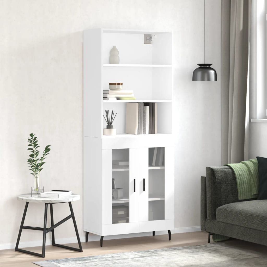 Dulap inalt, alb, 69,5x34x180 cm, lemn compozit — imaginea 2