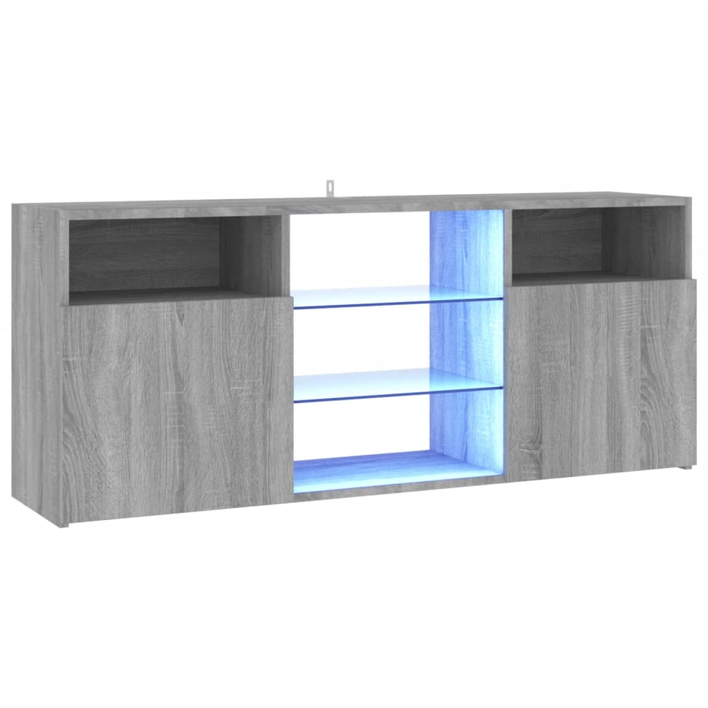 Comoda TV cu lumini LED, gri sonoma, 120x30x50 cm