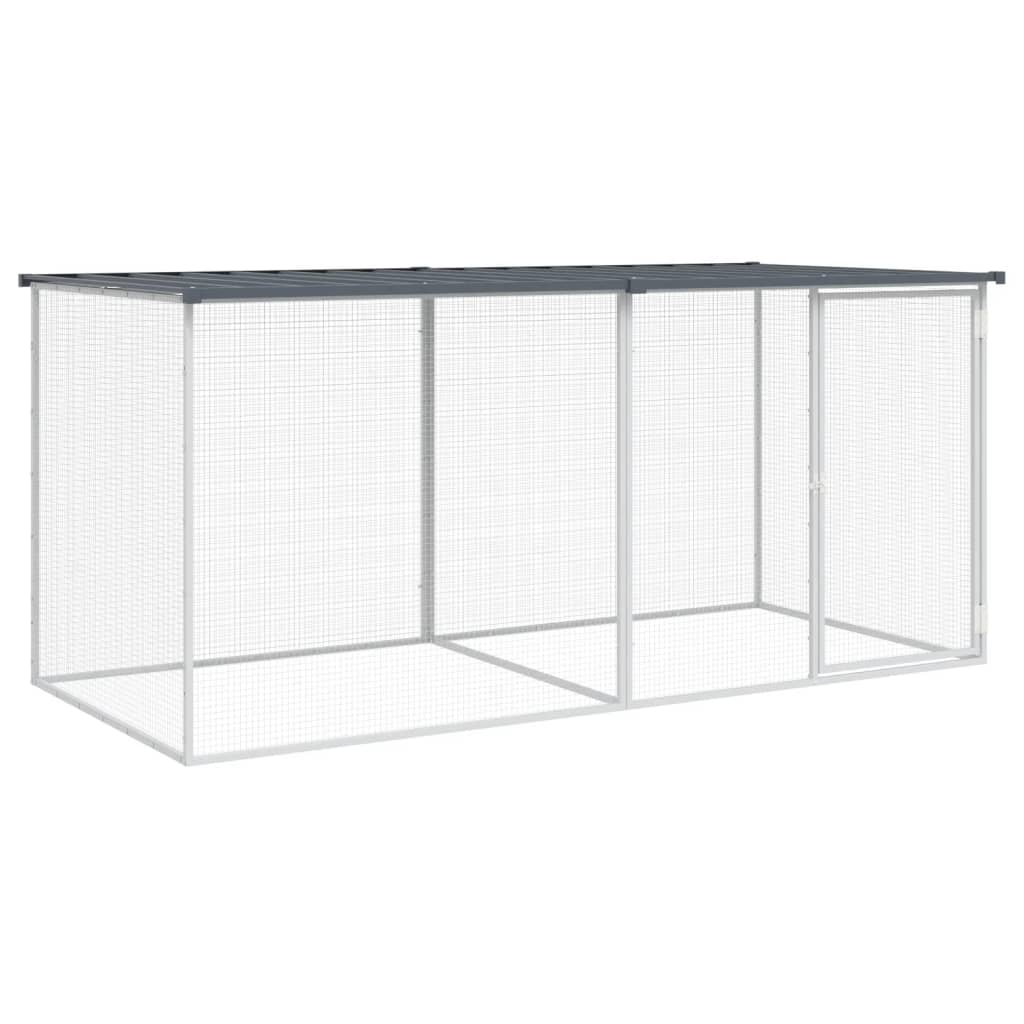 Cotet pui cu acoperis, antracit, 203x98x90 cm, otel galvanizat