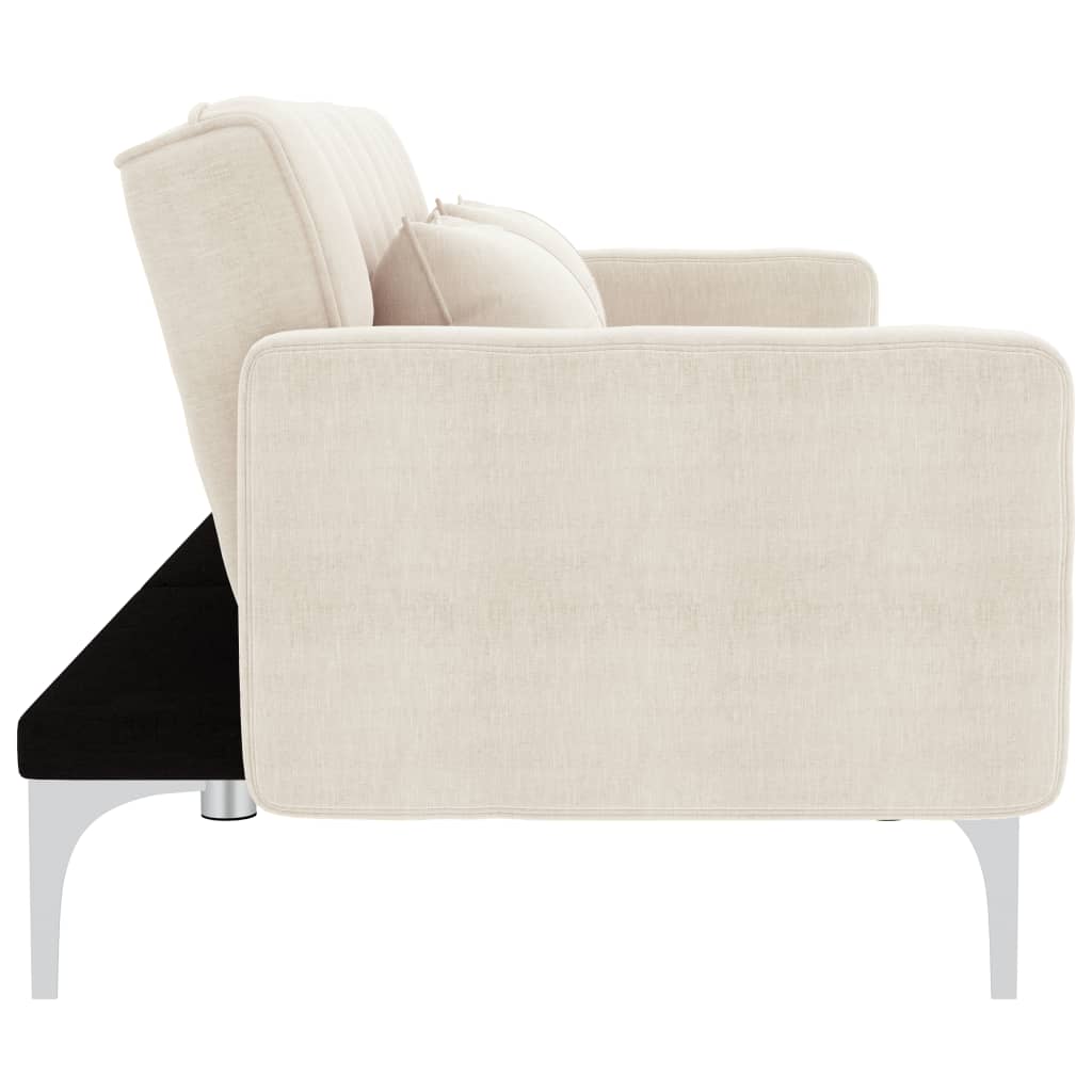 Canapea extensibila, crem, material textil — imaginea 3