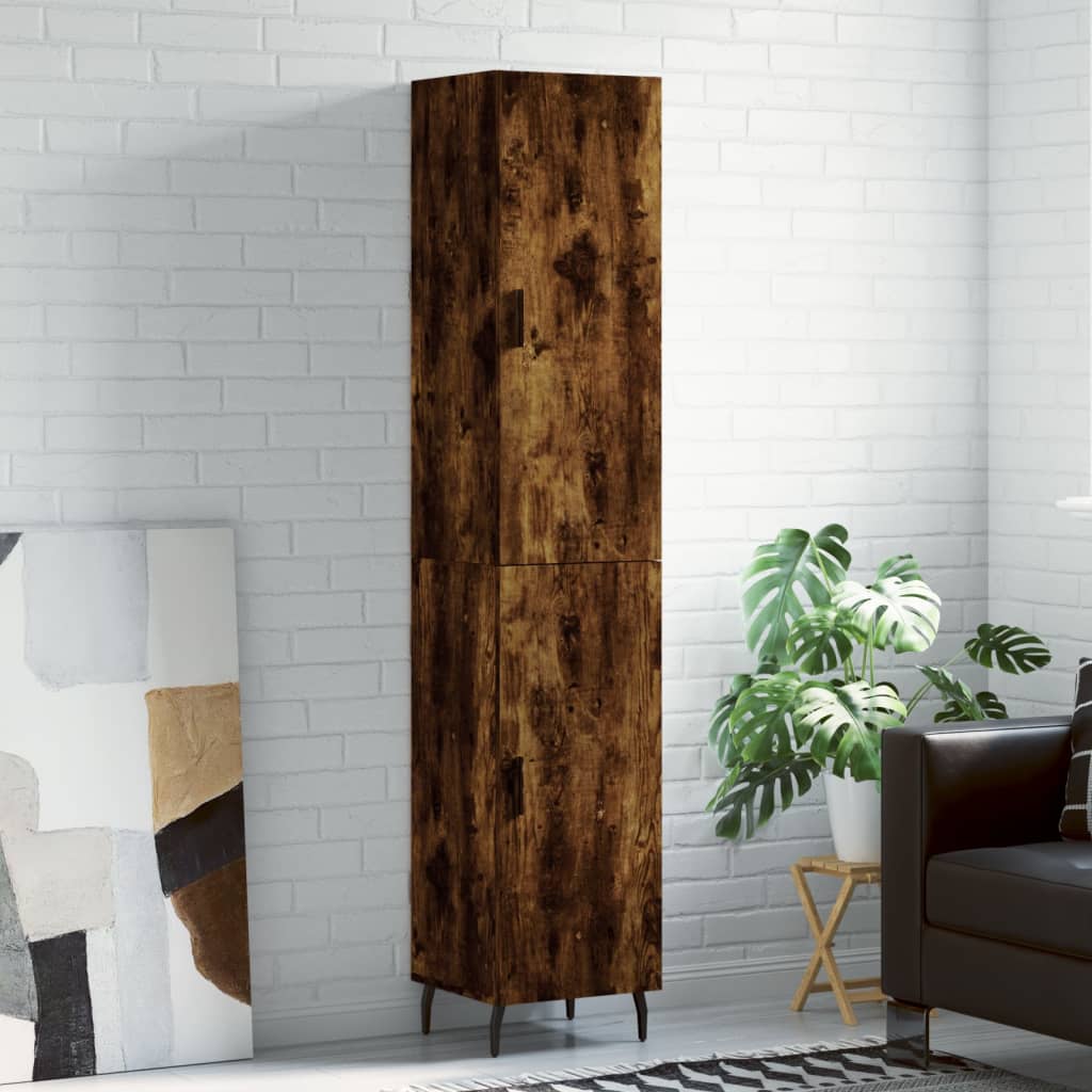 Dulap inalt, stejar fumuriu, 34,5x34x180 cm, lemn prelucrat — imaginea 2