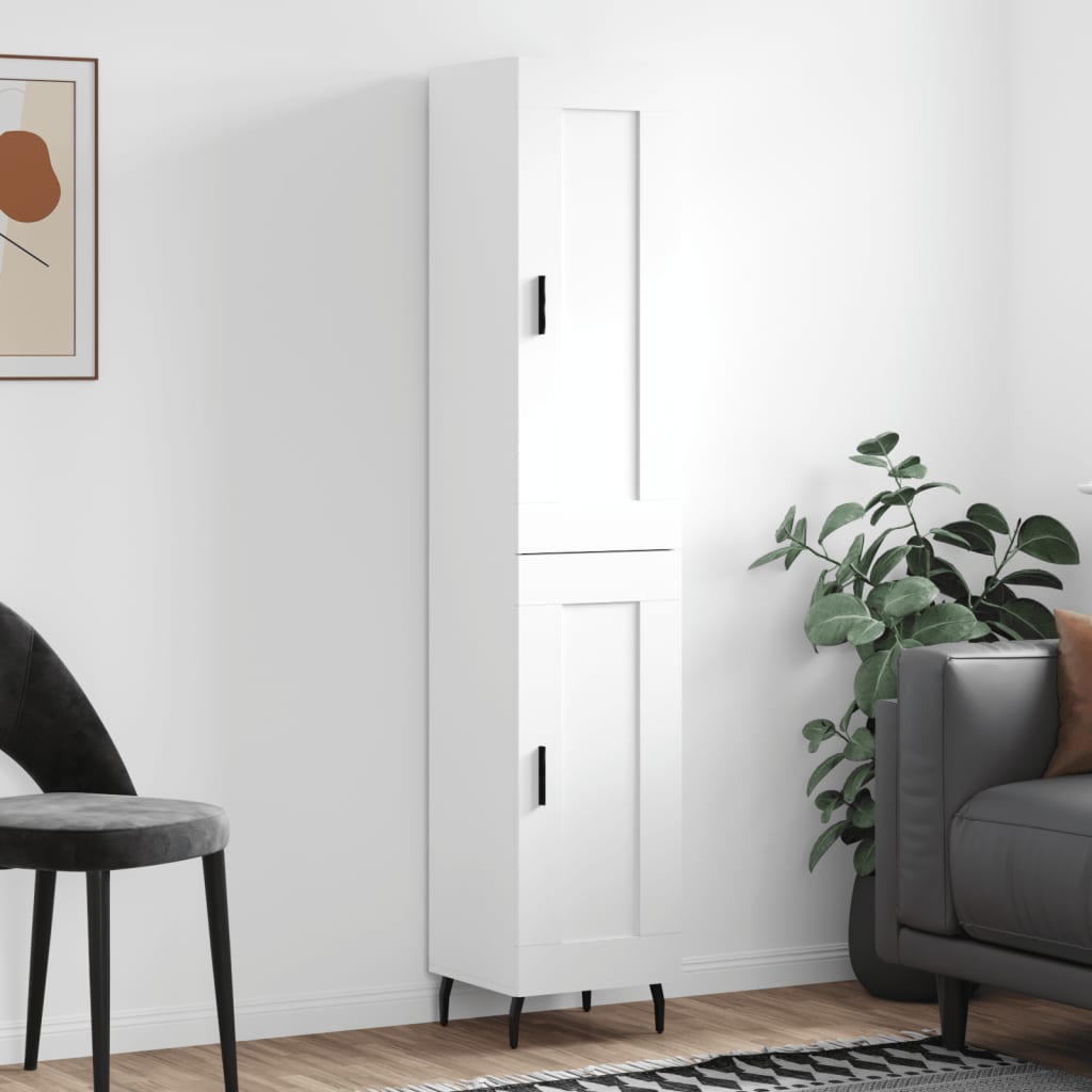 Dulap inalt, alb, 34,5x34x180 cm, lemn prelucrat — imaginea 2