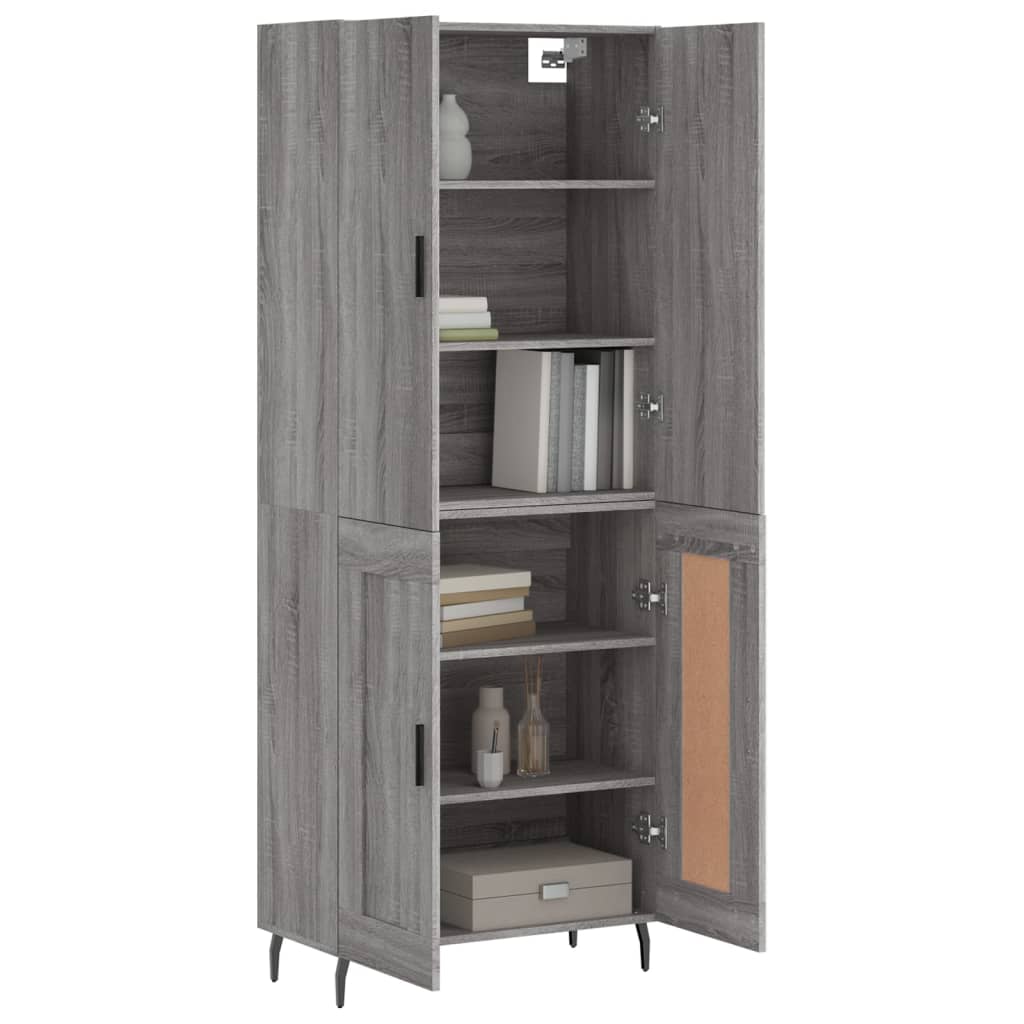Dulap inalt, gri sonoma, 69,5x34x180 cm, lemn compozit — imaginea 3