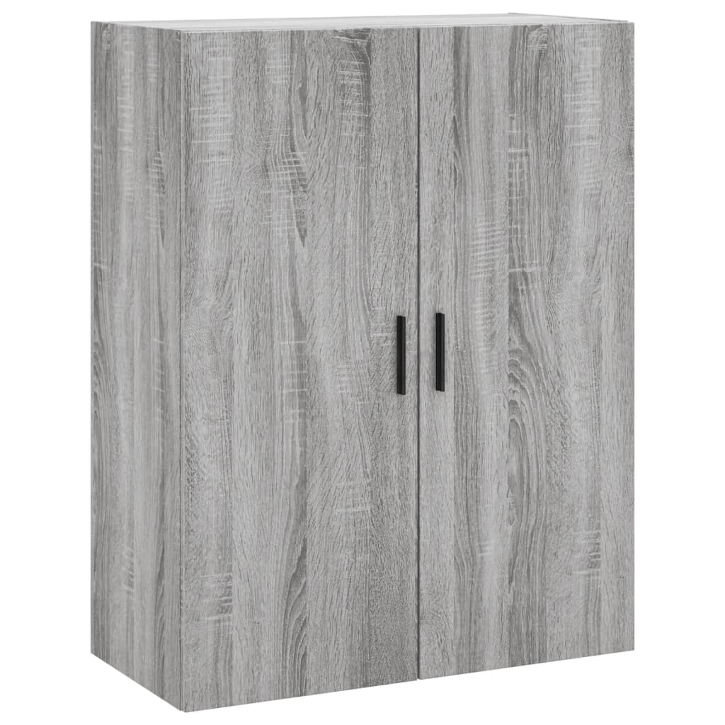 Dulapuri montate pe perete, 2 buc, gri sonoma, 69,5x34x90 cm, model negru cu canelură — imaginea 5