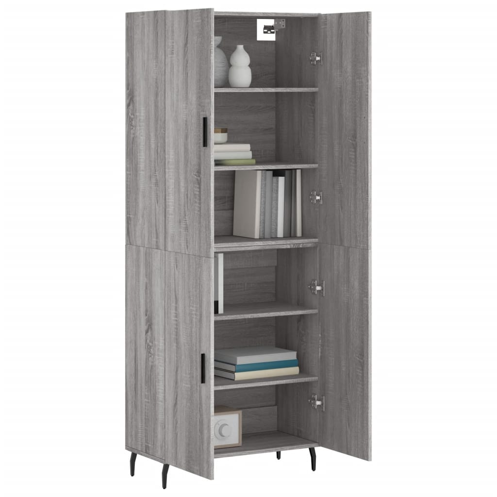 Dulap inalt, gri sonoma, 69,5x34x180 cm, lemn compozit — imaginea 3